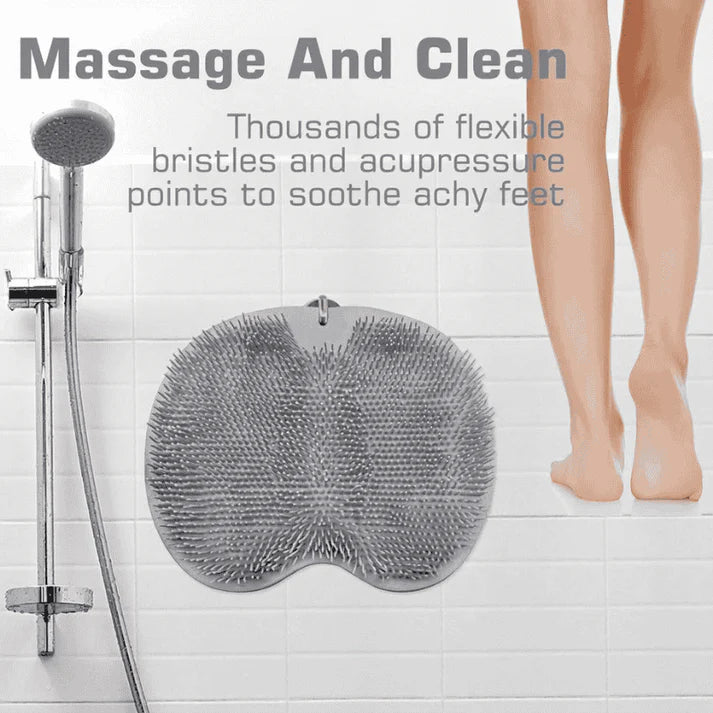 Silicone Shower Foot Scrubber Mat with Wall-Mounted Suction Cups