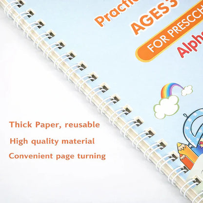 Magic Practice Copybook (4 Book +1 Pen +1 Grip + 10 Refill)