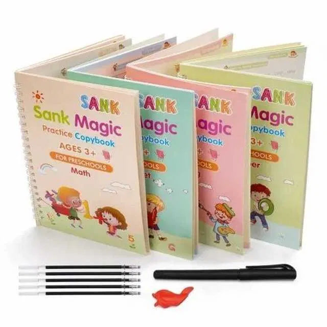 Magic Practice Copybook (4 Book +1 Pen +1 Grip + 10 Refill)