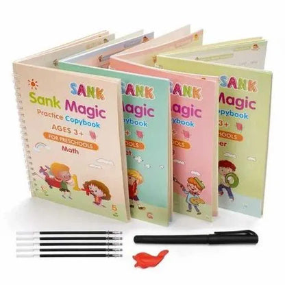 Magic Practice Copybook (4 Book +1 Pen +1 Grip + 10 Refill)